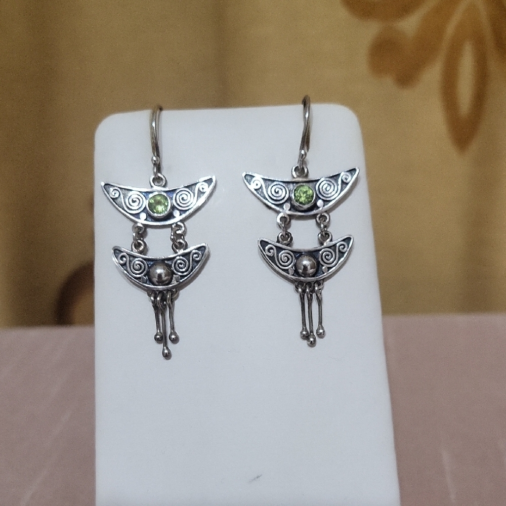 Peridot Sterling Silver Swirl Earrings